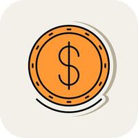 Dollar Symbol Line Filled White Shadow Icon vector