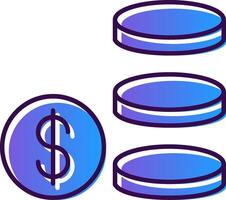Coin Stack Gradient Filled Icon vector