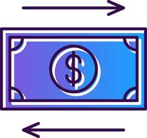 Cash Flow Gradient Filled Icon vector