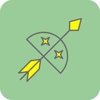 Bow And Arrow Filled Yellow Icon vector