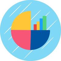 Pie Chart Flat Blue Circle Icon vector