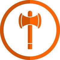 Axe Glyph Orange Circle Icon vector