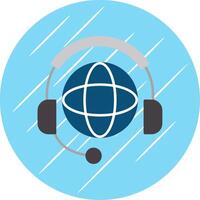 Worldwide Support Flat Blue Circle Icon vector