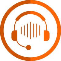 Listen Glyph Orange Circle Icon vector