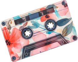 A tape recorder with a floral design on it png
