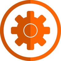 engranajes glifo naranja circulo icono vector