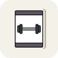Online Workout Line Filled White Shadow Icon vector