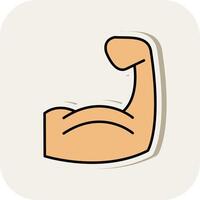 Muscle Line Filled White Shadow Icon vector