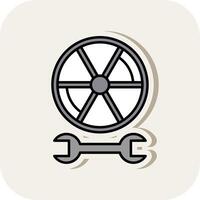 Tire Line Filled White Shadow Icon vector