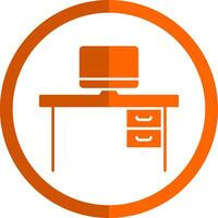 Desk Glyph Orange Circle Icon vector