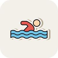 Swimming Line Filled White Shadow Icon vector