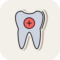 Tooth Line Filled White Shadow Icon vector