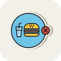 No Junk Food Line Filled White Shadow Icon vector