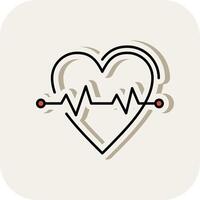 Heart Rate Line Filled White Shadow Icon vector