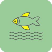 pescado lleno amarillo icono vector