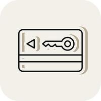 Key Card Line Filled White Shadow Icon vector