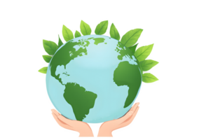 feliz terra dia.mãos segurando verde globo. png