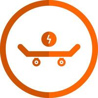 Skateboard Glyph Orange Circle Icon vector