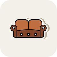 Sofa Line Filled White Shadow Icon vector