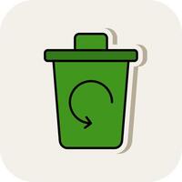 Trash Bin Line Filled White Shadow Icon vector