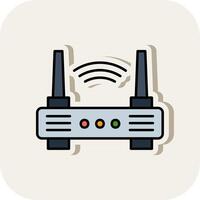 Wifi Router Line Filled White Shadow Icon vector