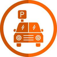 estacionamiento glifo naranja circulo icono vector