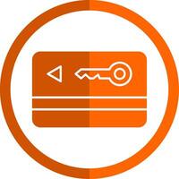 Key Card Glyph Orange Circle Icon vector