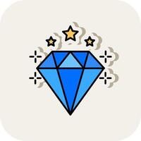 Diamond Line Filled White Shadow Icon vector