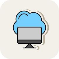 Cloud Computing Line Filled White Shadow Icon vector