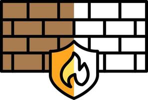 Firewall Filled Half Cut Icon vector
