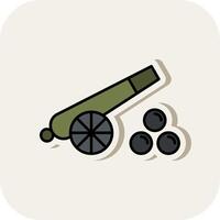 Cannon Line Filled White Shadow Icon vector