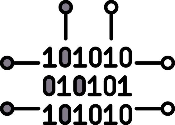 Binary Code Filled Half Cut Icon