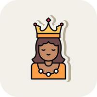 Princess Line Filled White Shadow Icon vector