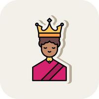 Queen Line Filled White Shadow Icon vector