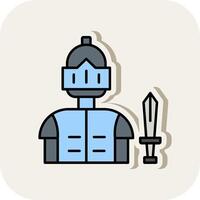 Knight Line Filled White Shadow Icon vector