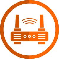 Wifi enrutador glifo naranja circulo icono vector