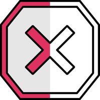 Cross Filled Half Cut Icon vector