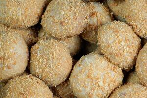 Close-up view of chestnut cake from above perspective. photo