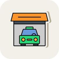 Garage Line Filled White Shadow Icon vector