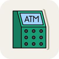 Atm Machine Line Filled White Shadow Icon vector