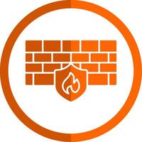 Firewall Glyph Orange Circle Icon vector