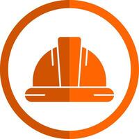 Helmet Glyph Orange Circle Icon vector