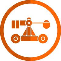 Catapult Glyph Orange Circle Icon vector