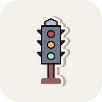 Traffic Lights Line Filled White Shadow Icon vector