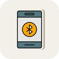 Bluetooth Line Filled White Shadow Icon vector