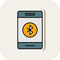 Bluetooth Line Filled White Shadow Icon vector