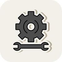 Gear Line Filled White Shadow Icon vector