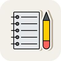 Note Line Filled White Shadow Icon vector