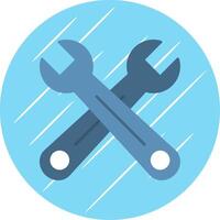 Cross Wrench Flat Blue Circle Icon vector