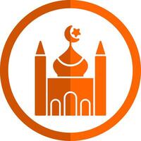 mezquita glifo naranja circulo icono vector